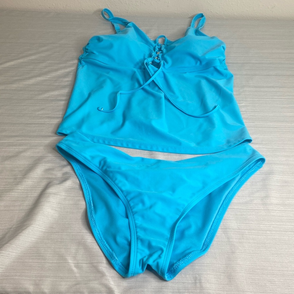 Time & Tru Women's Blue Tankini - Size L - Picture 1 of 5